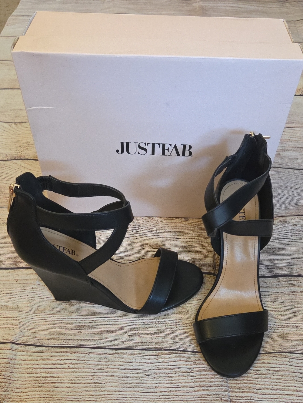 JustFab Vianca Black Wedges Size 8.5